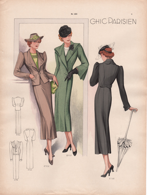 Chic Paris fashion prints from 1936